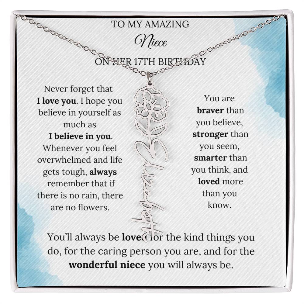 Birth Month Flower Name Necklace for My Niece's 17th Birthday
