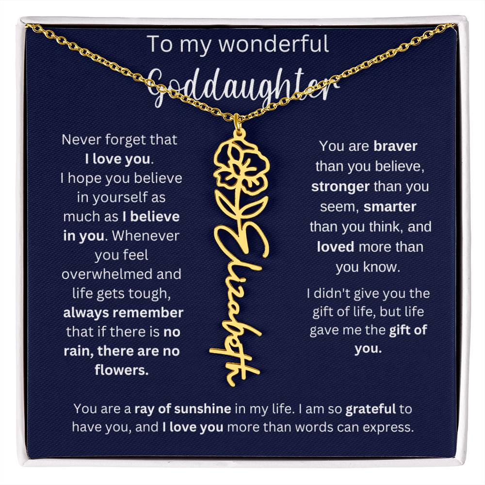 To My Wonderful Goddaughter | You Are Ray Of Sunshine | Flower Name Necklace