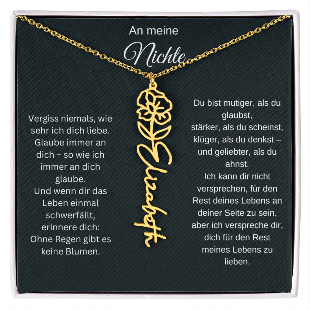 An meine Nichte Geburtsblume Namenskette mit Gravur Geschenk Geburtstag Weihnachten