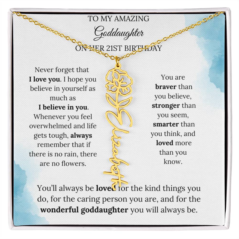 Birth Month Flower Name Necklace for My Goddaughter's 21st Birthday