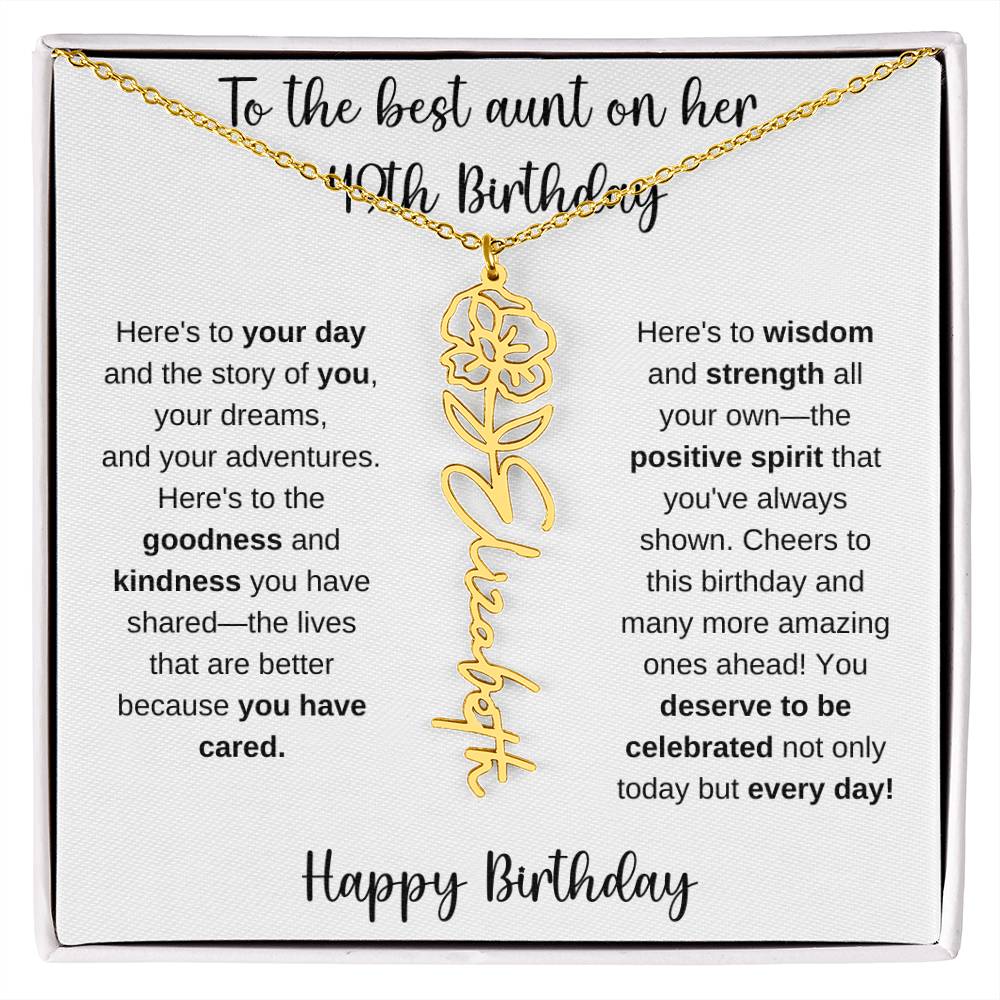 To The Best Aunt - Happy 49th Birthday | Flower Name Necklace