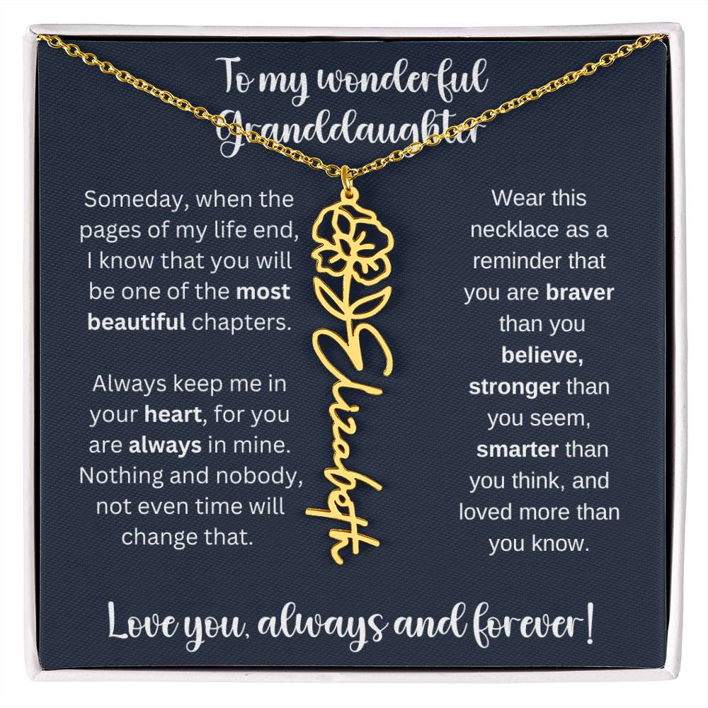 Granddaughter Birth Month Flower Necklace