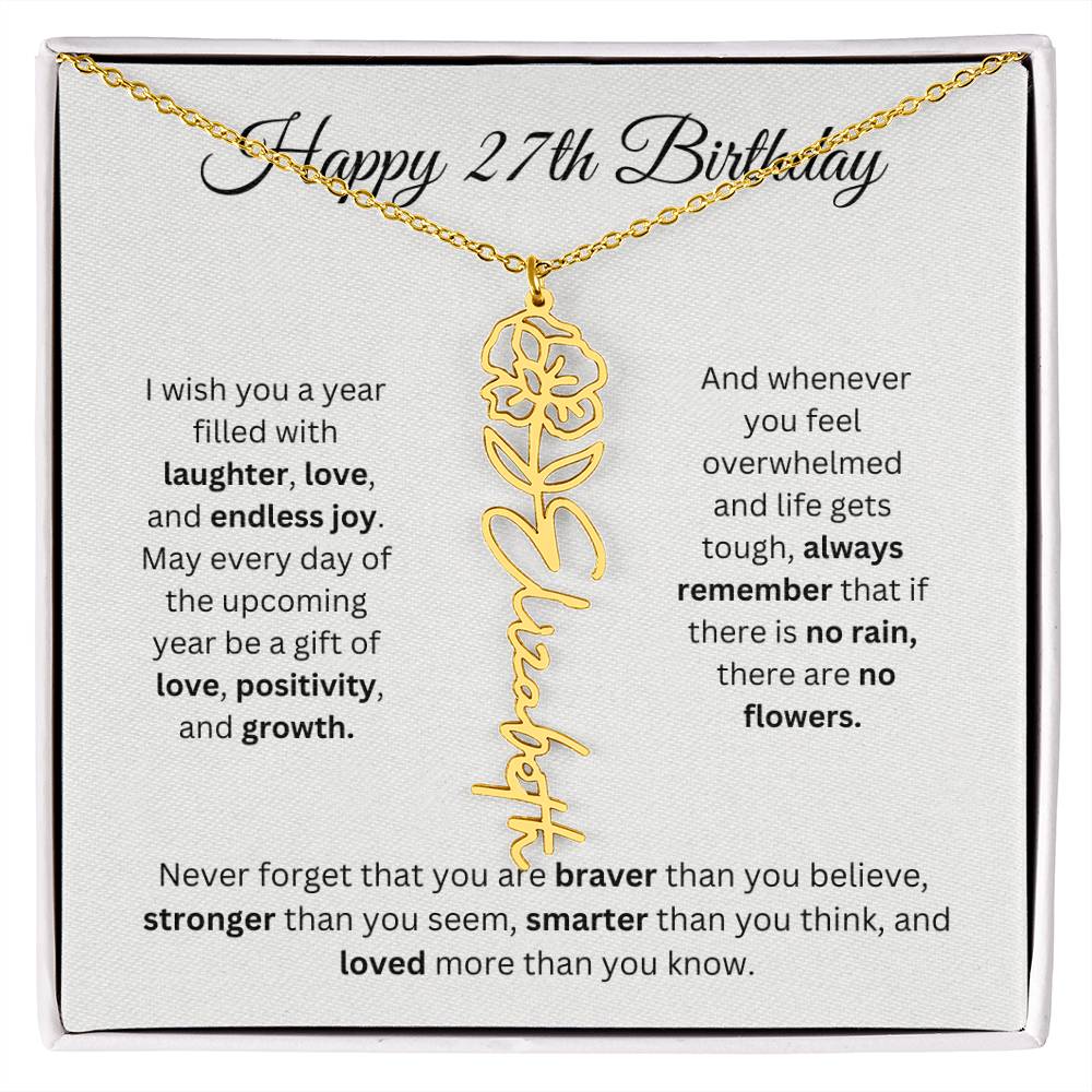 Happy 27th Birthday - Flower Name Necklace