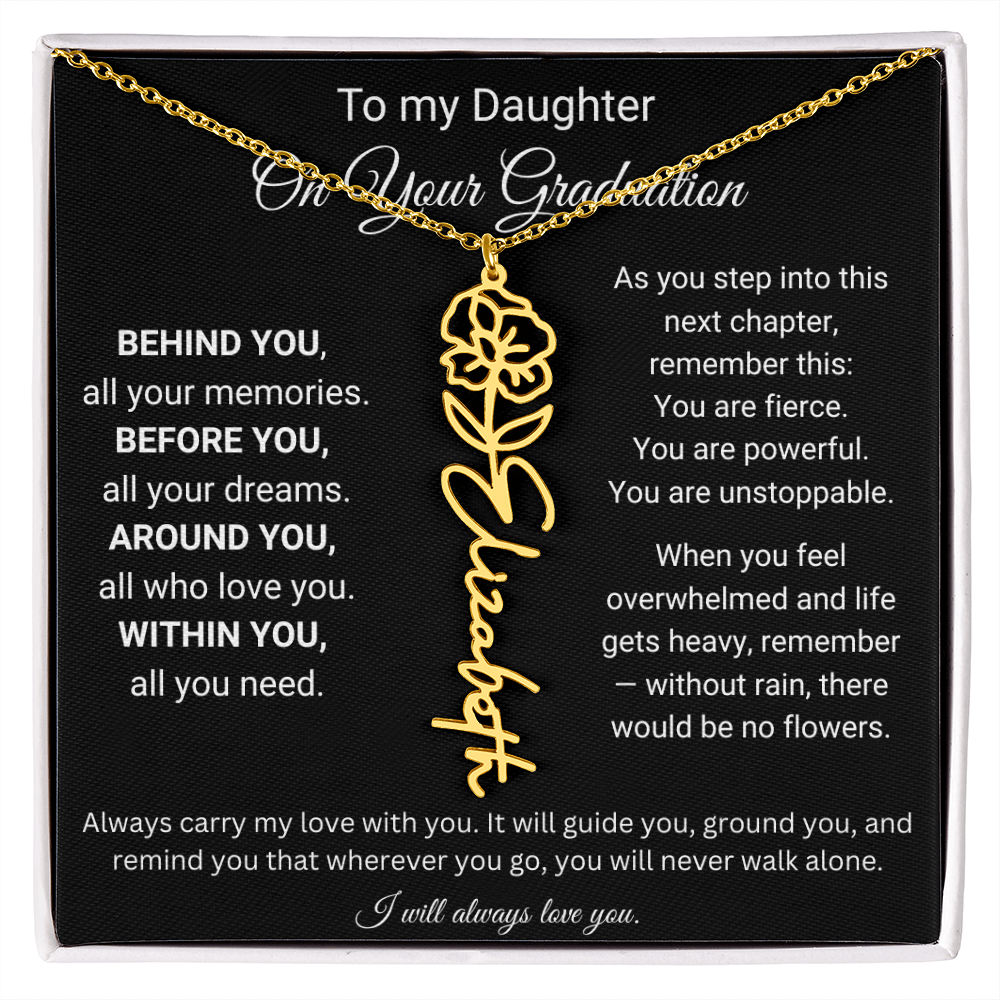 To My Daughter On Your Graduation | Carry My Love | Flower Name Necklace