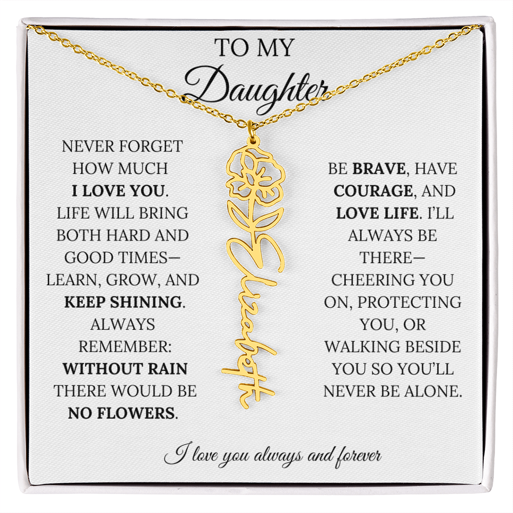 Personalized Birth Flower Name Necklace for Daughter