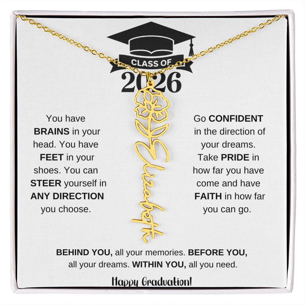 Personalized 2026 Graduation Gift Birth Month Flower Necklace