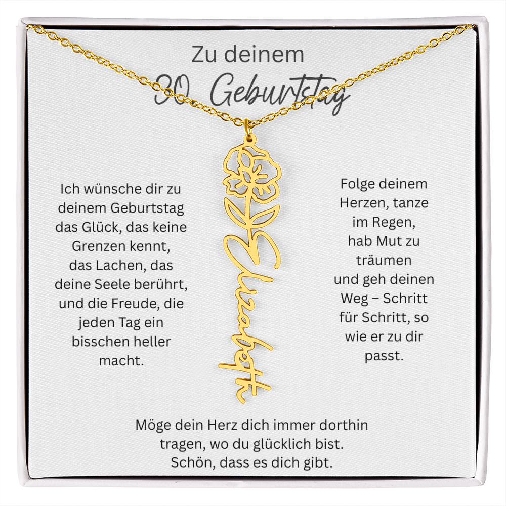 Geburtsblumen Namenskette zum 30 Geburtstag personalisiert Name Kette Gravur Geschenk