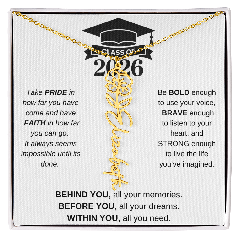 2026 Graduation Jewelry Birthmonth Flower Name Necklace