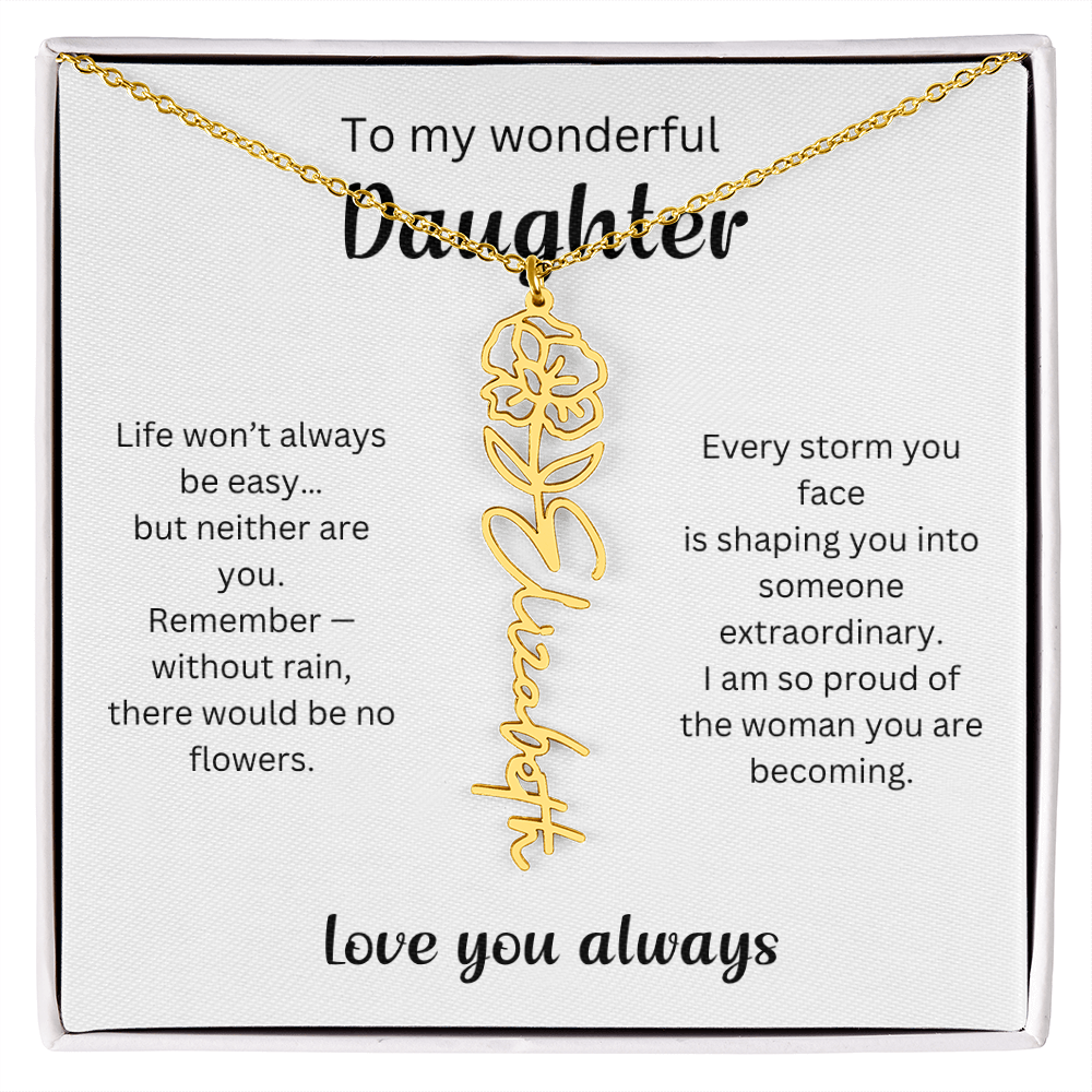 Emotional Gift for Daughter - Birth Flower Name Necklace 2