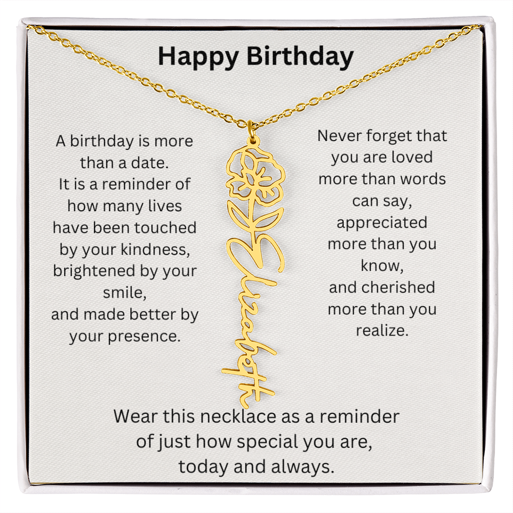 Meaningful Birthday Gift Birth Flower Name Necklace