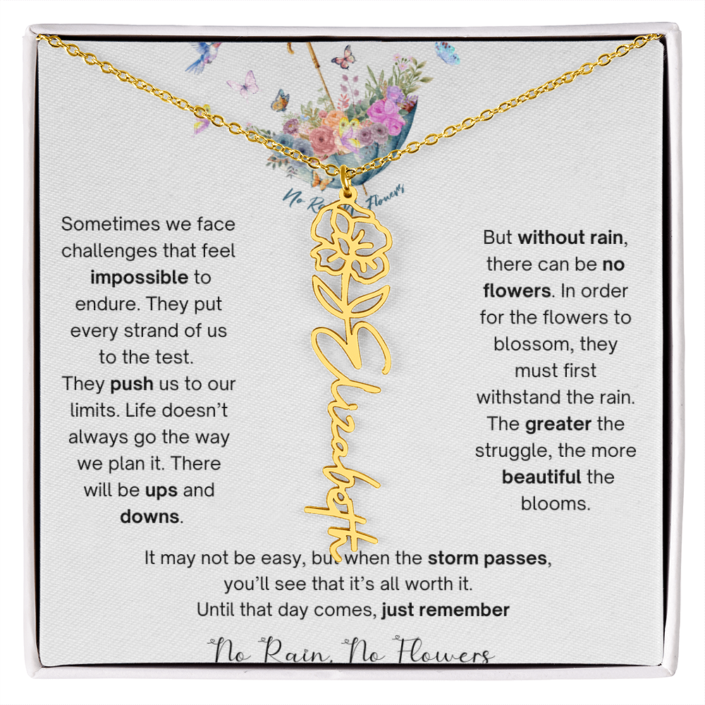 No Rain No Flowers 3 - Flower Name Necklace
