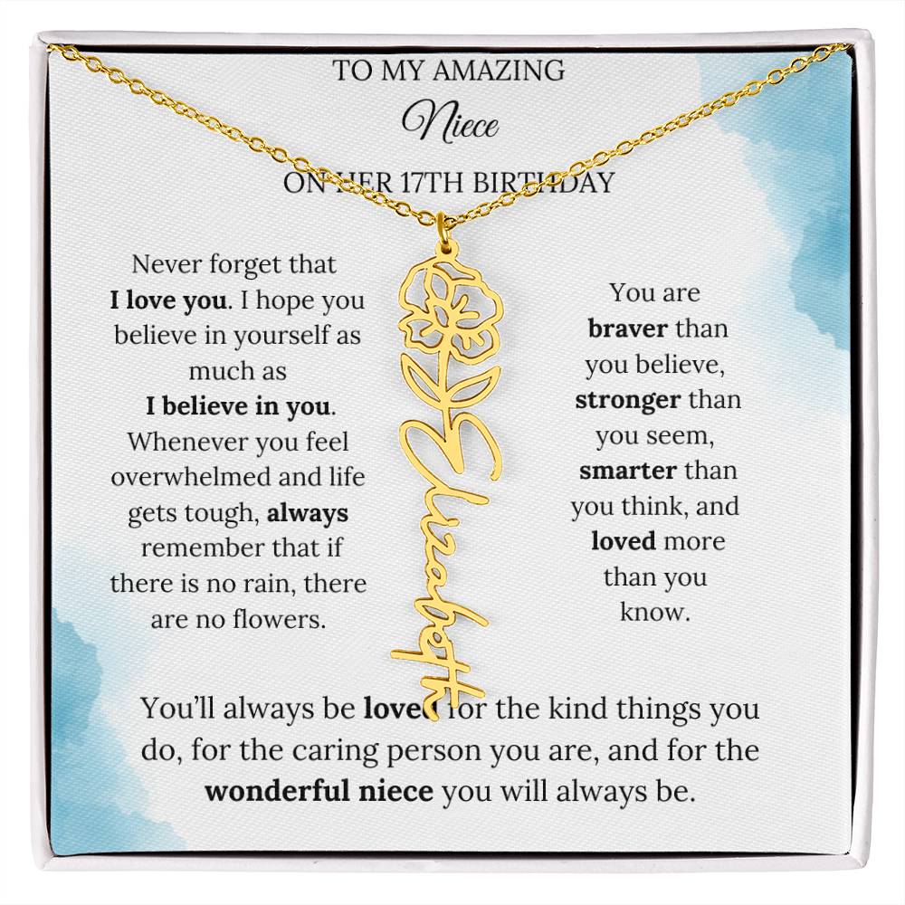 Birth Month Flower Name Necklace for My Niece's 17th Birthday