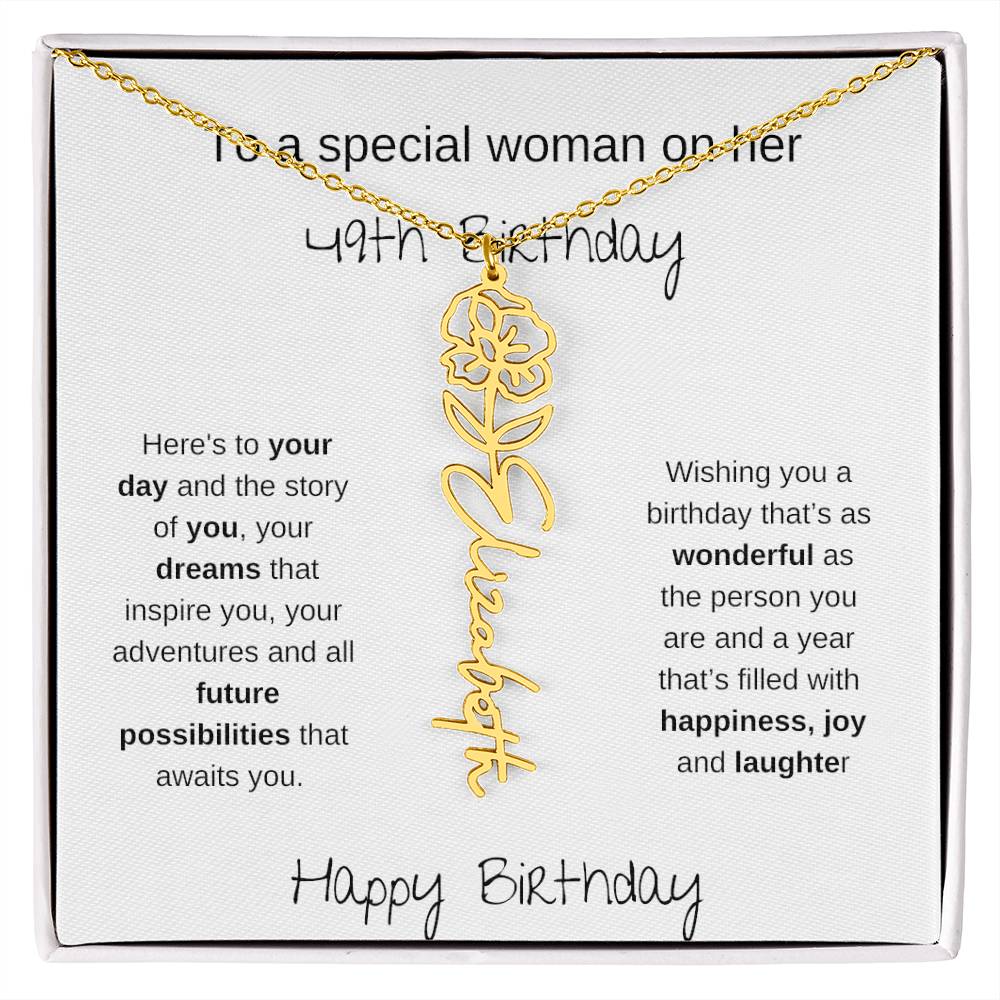 A Special Woman 49th Birthday | Flower Name Necklace