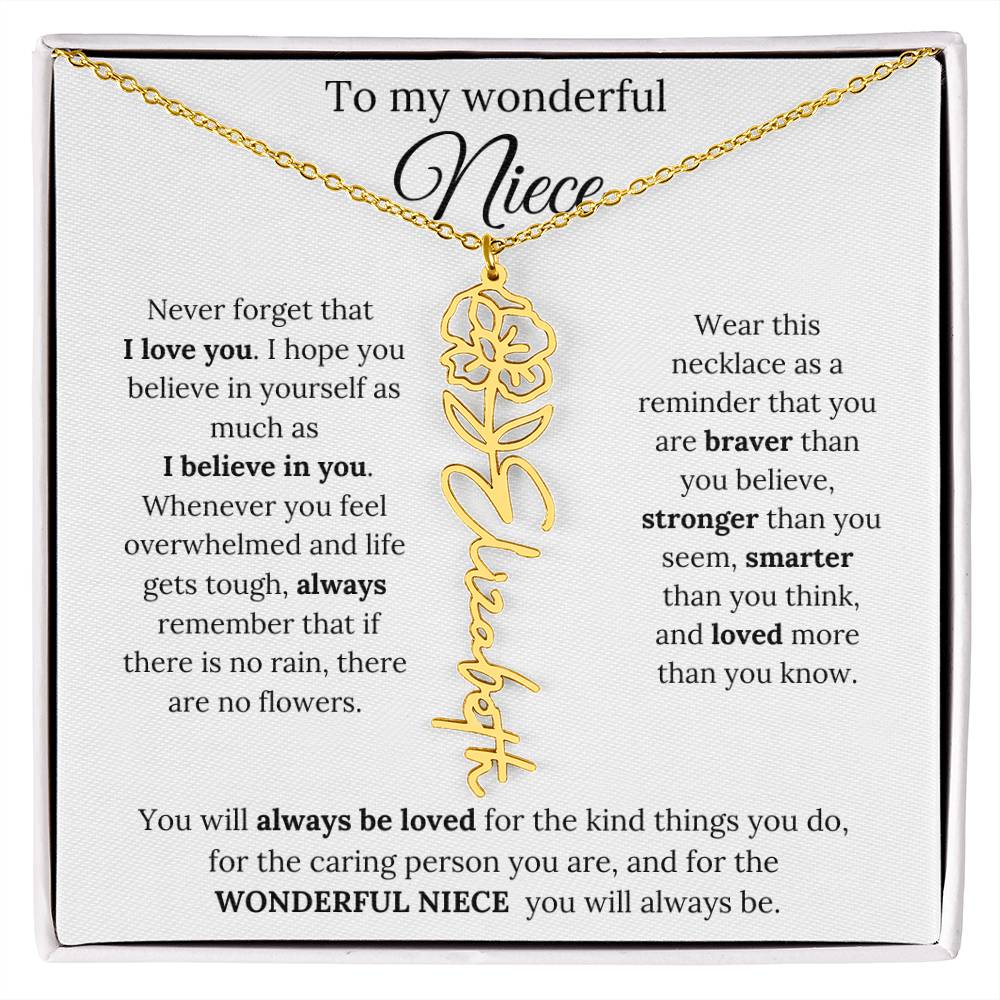 To My  Niece Birthmonth Flower Necklace 1