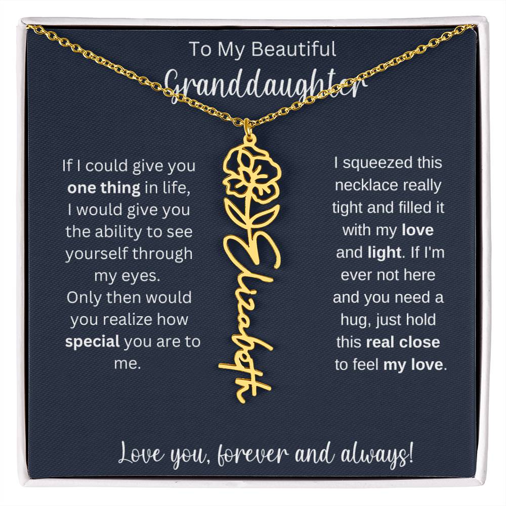Granddaughter Birthday Present | Flower Name Necklace