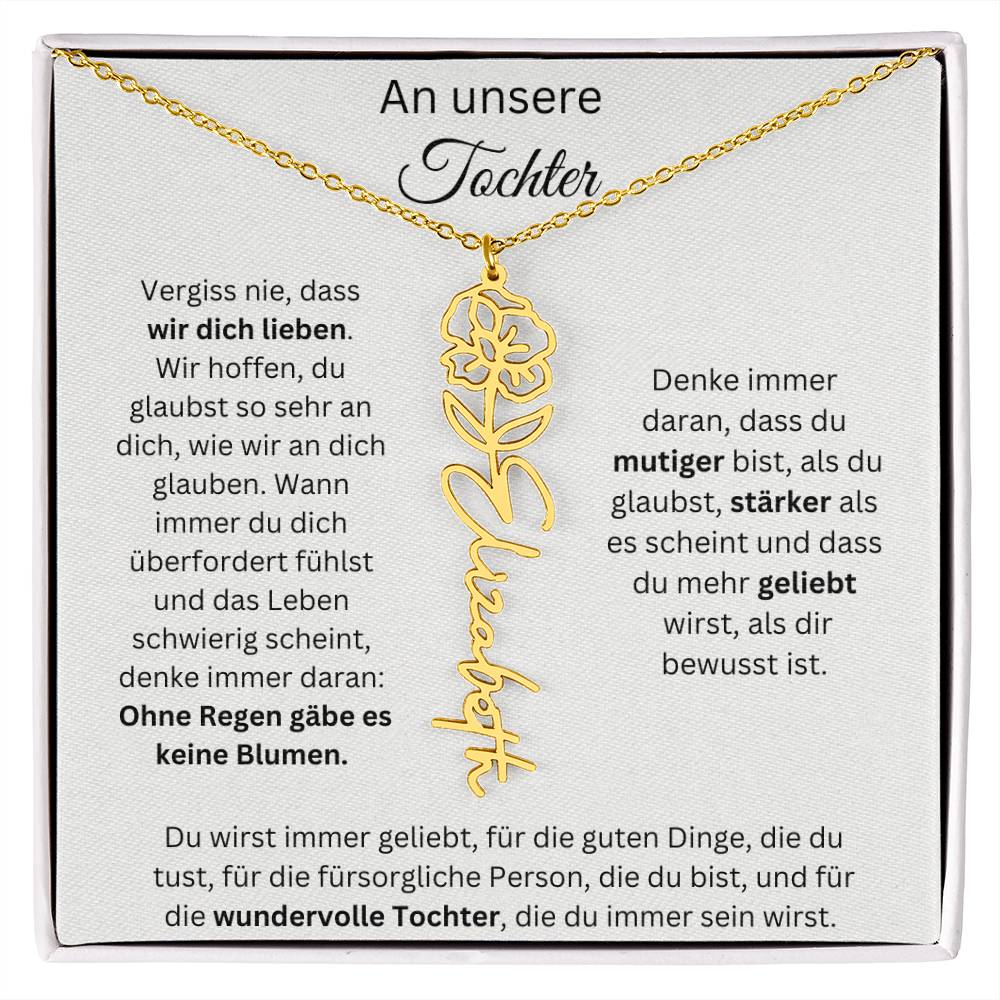 An Unsere Tochter - Vergiss Nie Geburtsblumen Kette Personalisierbar Mit Namen