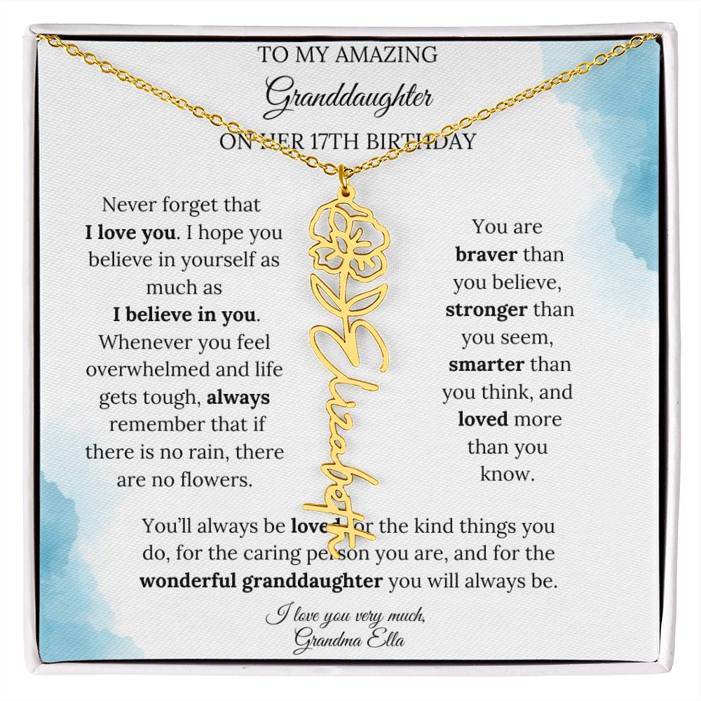 Birth Month Flower Name Necklace for My Granddaughter's 17th Birthday
