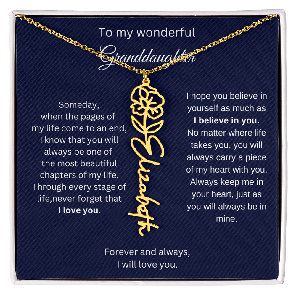 Meaningful Jewelry for Granddaughter - Birth Flower Name Necklace