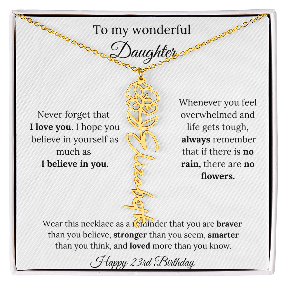 Daughter Jewelry 23rd Birthday Gift - Flower Name Necklace