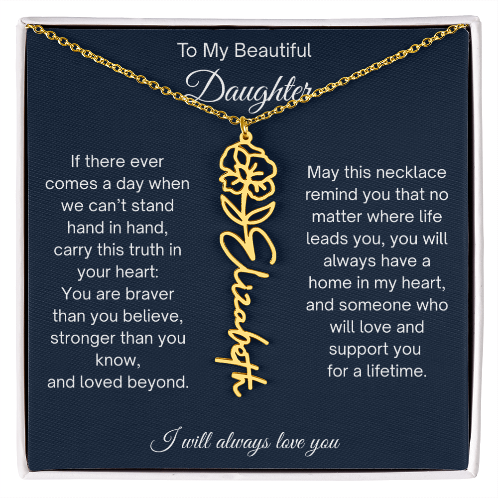 Daughter Gift Personalized Birth Flower Name Necklace