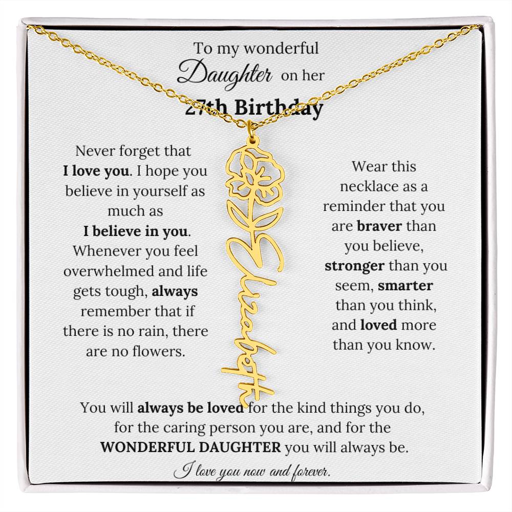 To My Wonderful Daughter On Her 27th Birthday - I Love You - Flower Name Necklace
