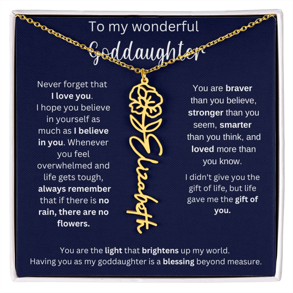 To My Wonderful Goddaughter | I Believe In You | Flower Name Necklace