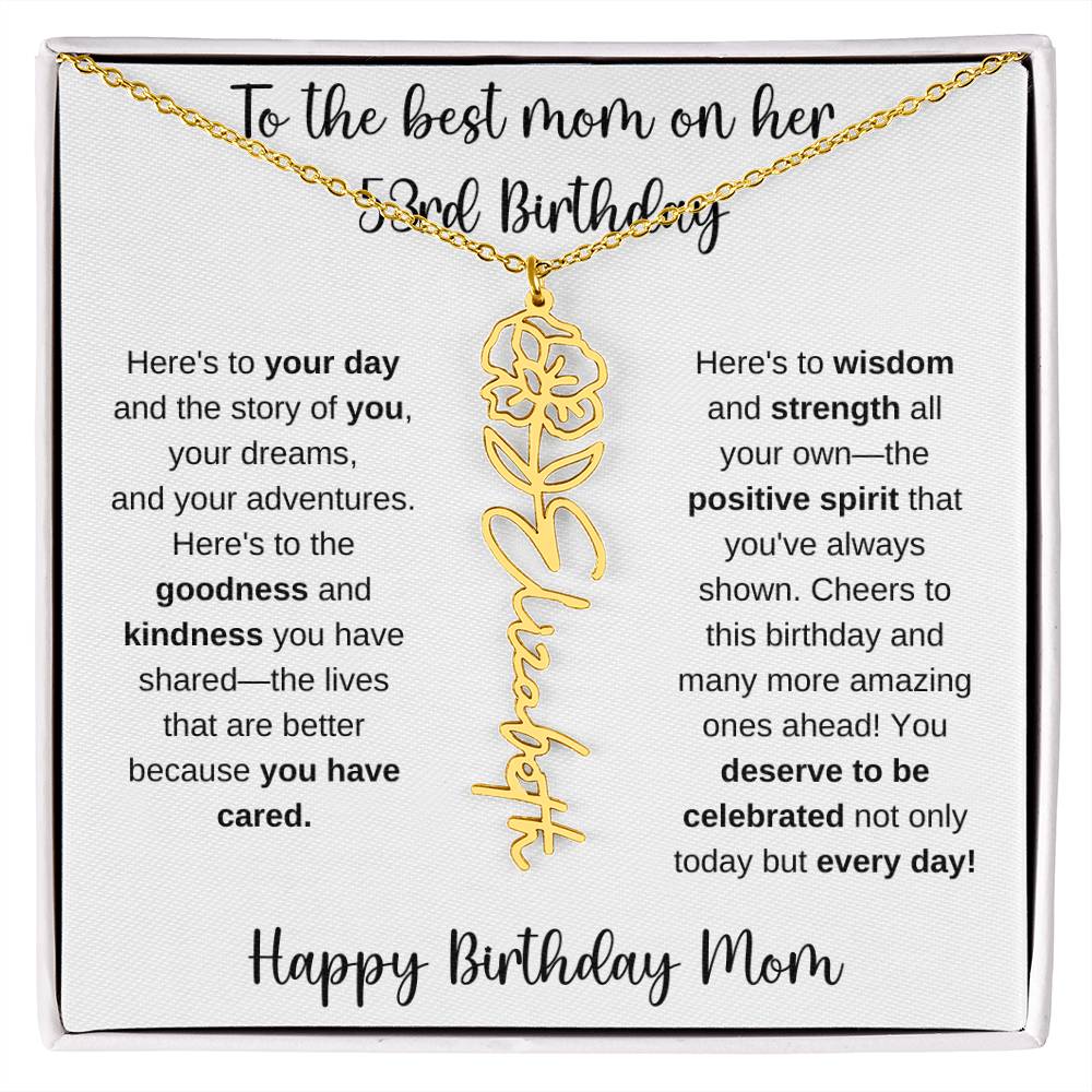 To The Best Mom - Happy 53rd Birthday | Flower Name Necklace