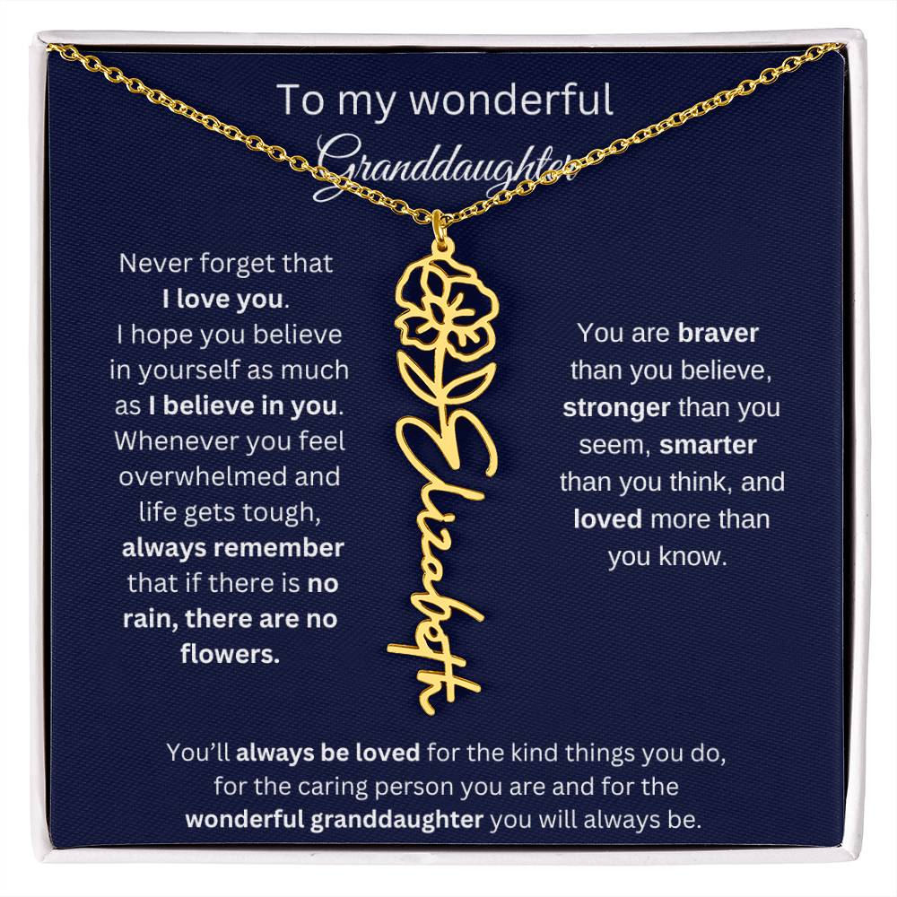 To My Wonderful Granddaughter  Personalized Birth Month Flower Necklace 1