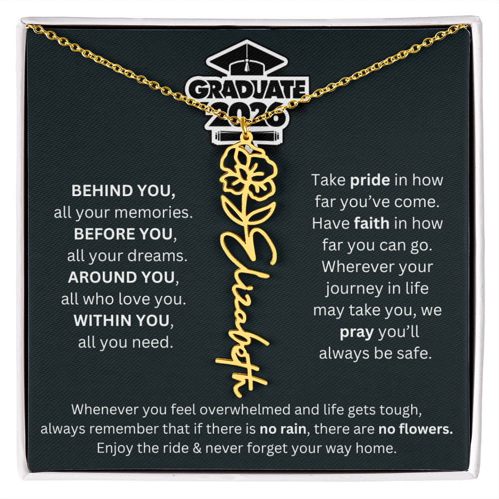 2026 Graduation Gift | Birth Flower Name Necklace 1