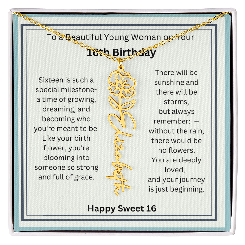 Sweet 16 Birth Flower Name Necklace Gift 2