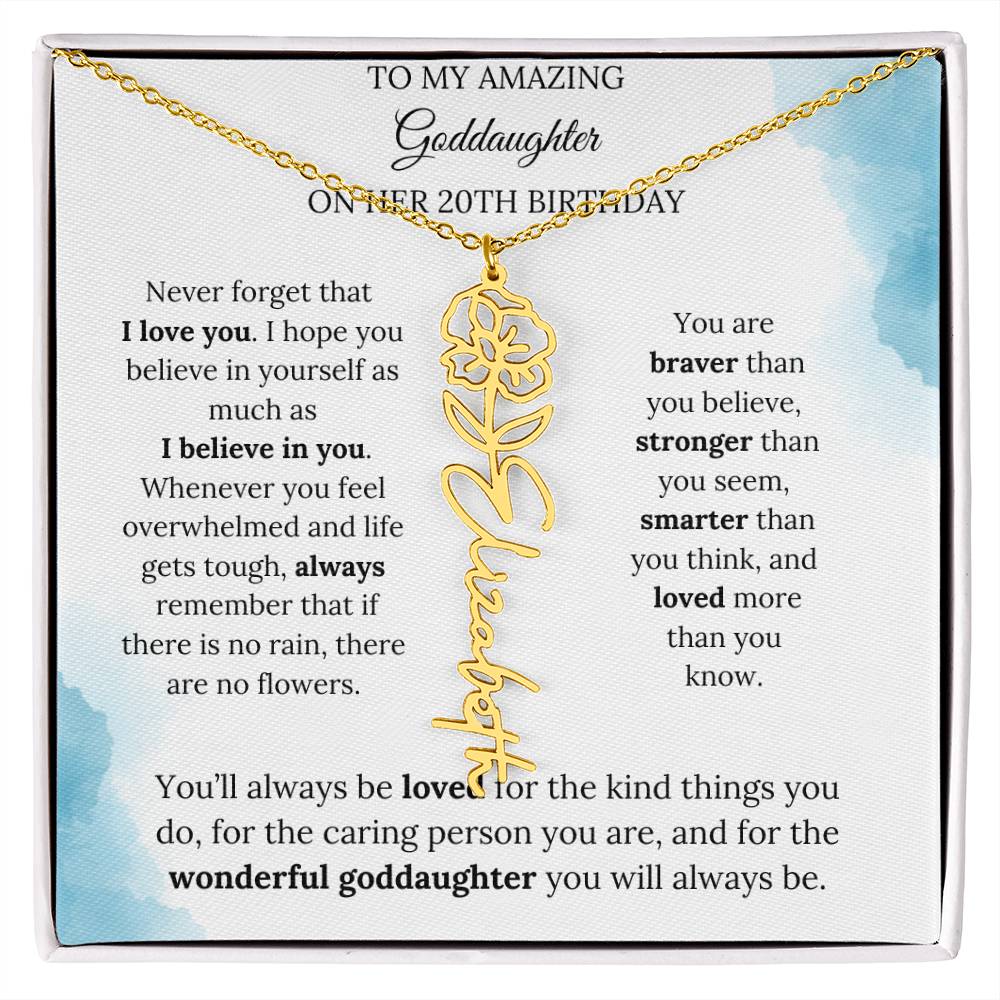 Birth Month Flower Name Necklace for My Goddaughter's 20th Birthday
