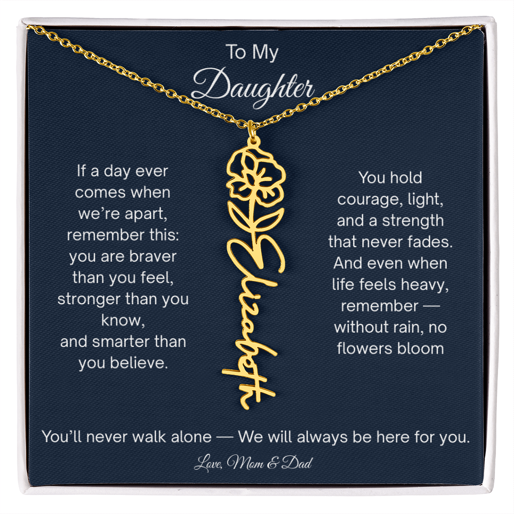 Personalized Daughter Gift - Birth Flower Name Necklace