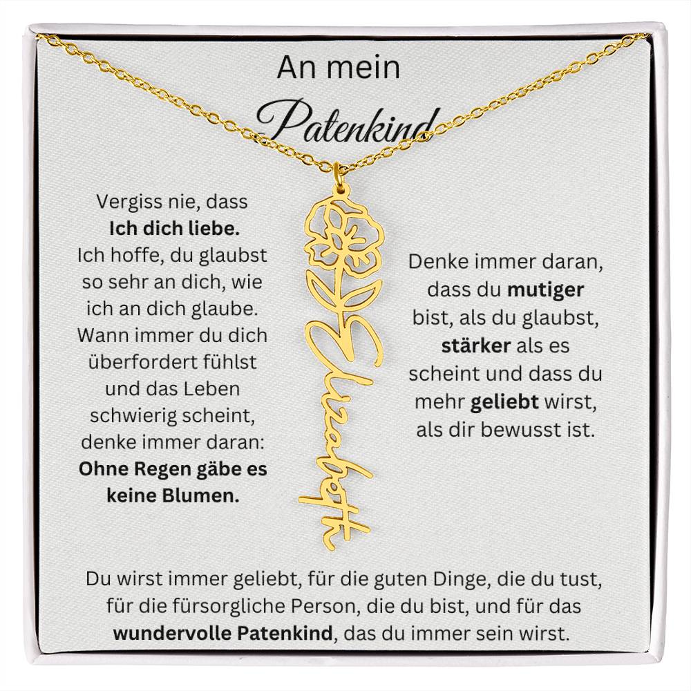 An Mein Patenkind Geburtsblumen Kette