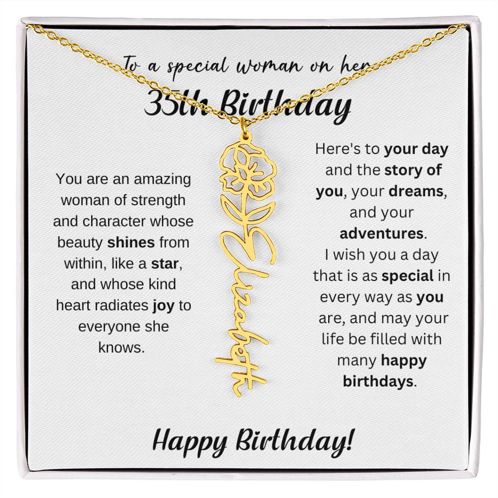 35th Birthday Gift Birthflower Necklace