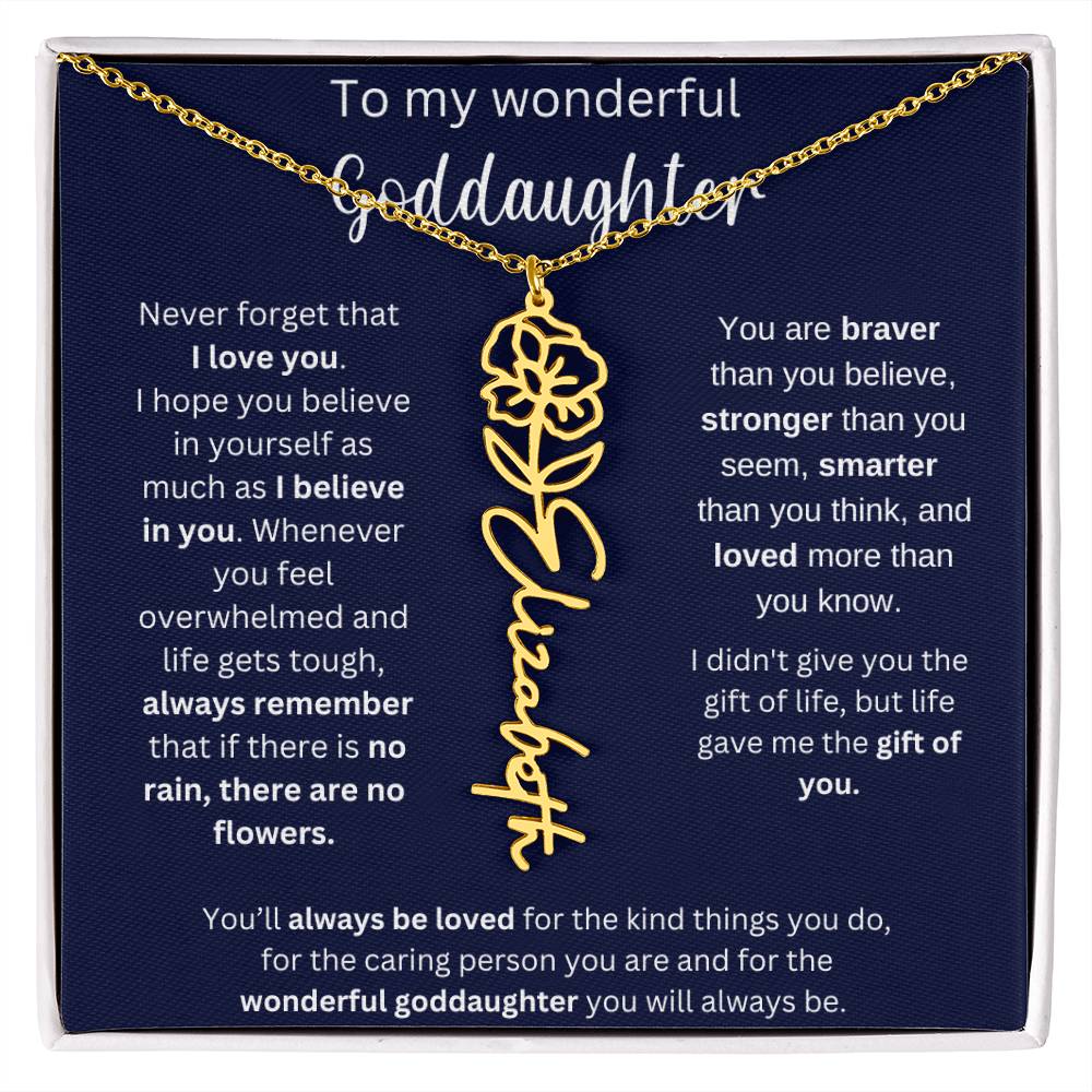 To My Wonderful Goddaughter | You'll Always Be Loved | Flower Name Necklace