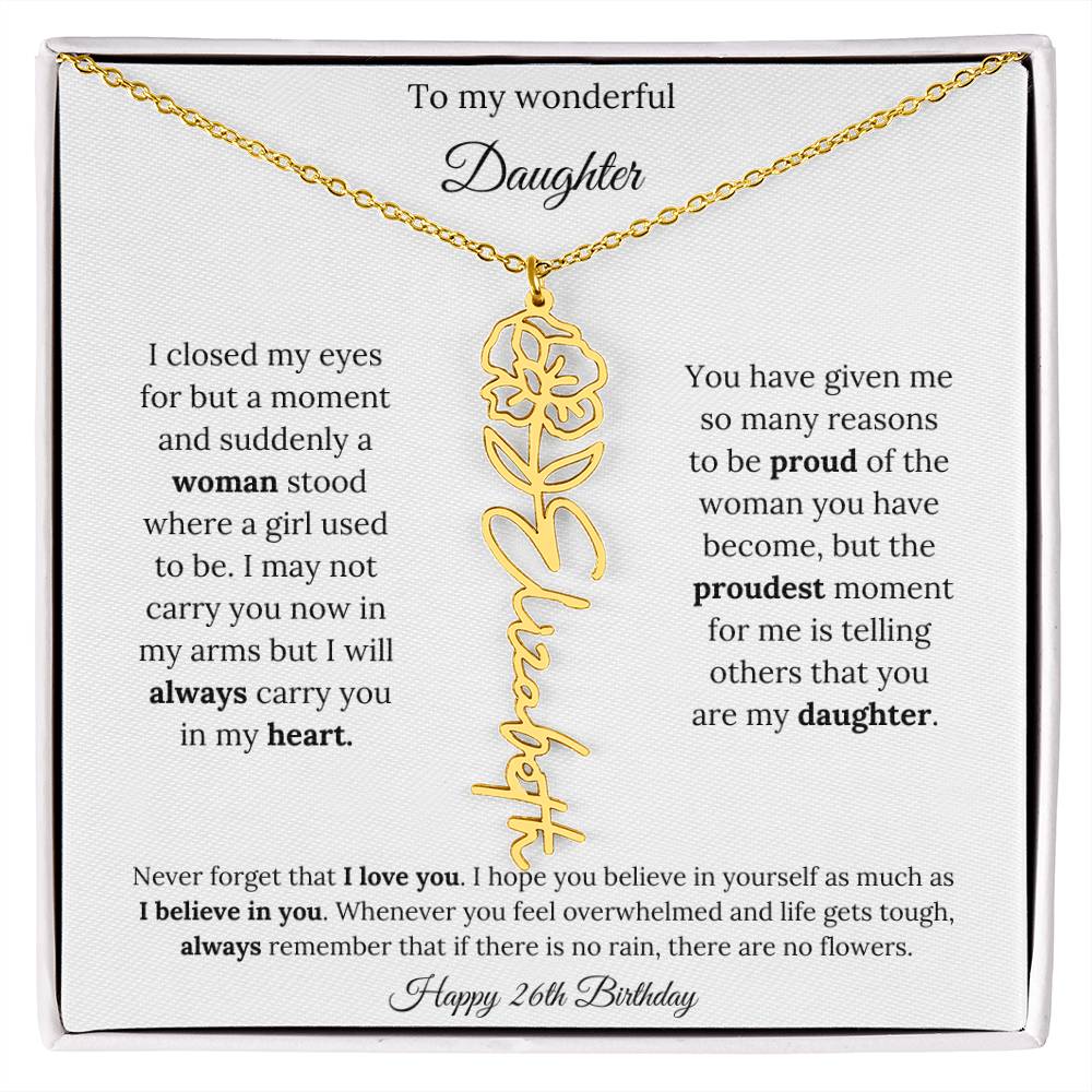 Happy 26th Birthday | Never Forget That I Love You | Flower Name Necklace