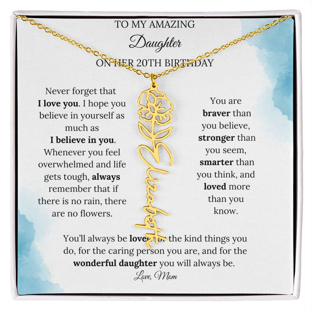 Birth Month Flower Name Necklace for My Daughter's 20th Birthday