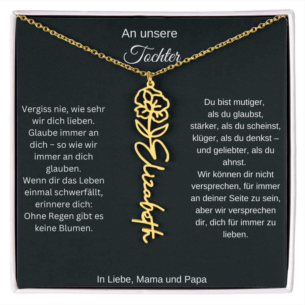 Geburtsblume Namenskette Tochter personalisierte Gravur Kette Geschenk