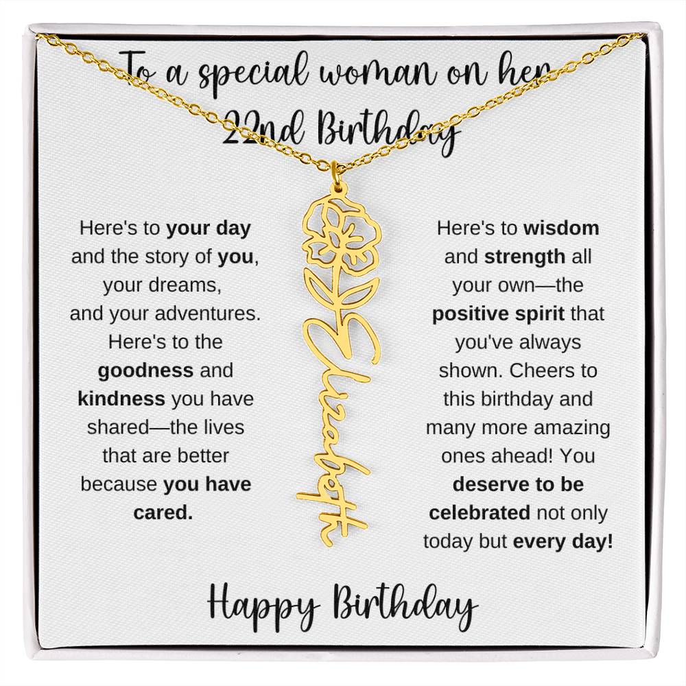 22nd Birthday - Flower Name Necklace