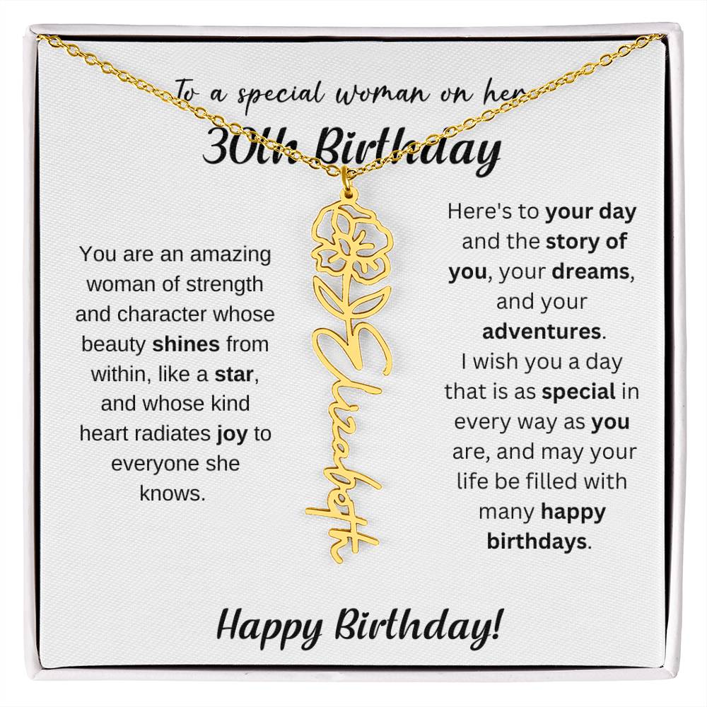 30th Birthday Gift Birthflower Necklace