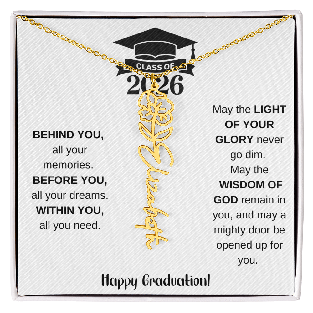 Class Of 2026 Personalized Graduation Gift Birth Month Flower Necklace