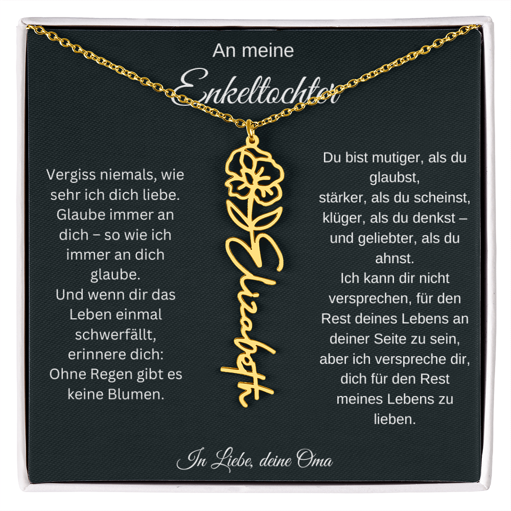 An meine Enkeltochter Geburtsblume Namenskette personalisierte Gravur Schmuck Geschenk