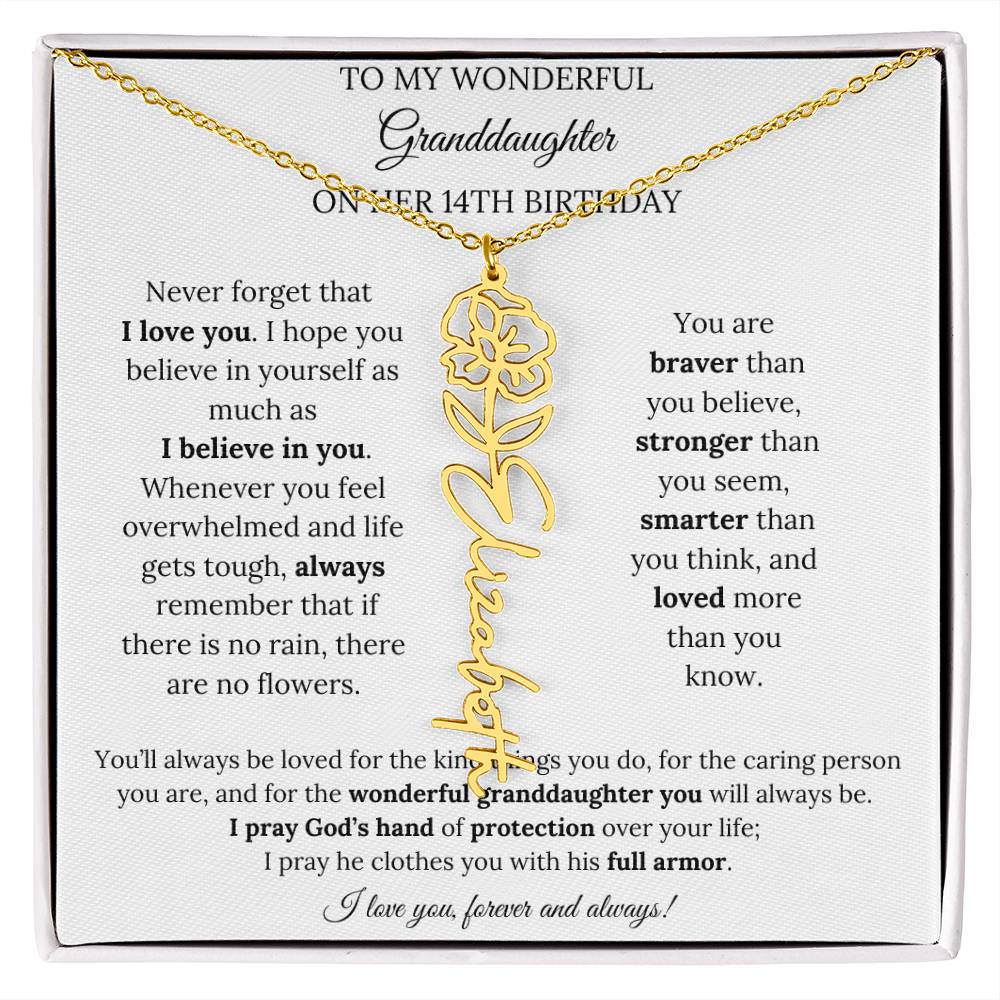 To My Wonderful Granddaughter On Her 14th Birthday - I Love You Forever & Always