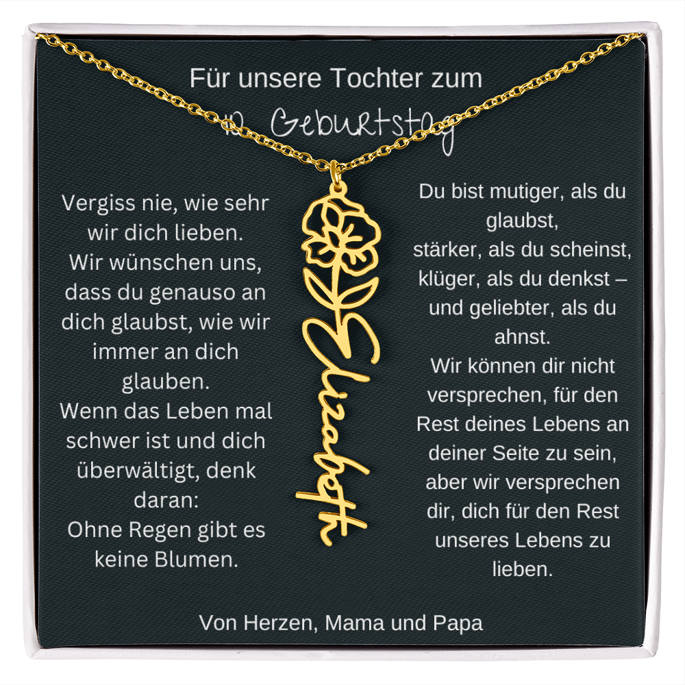Geschenk zum 10. Geburtstag Tochter Geburtsblumen Namenskette