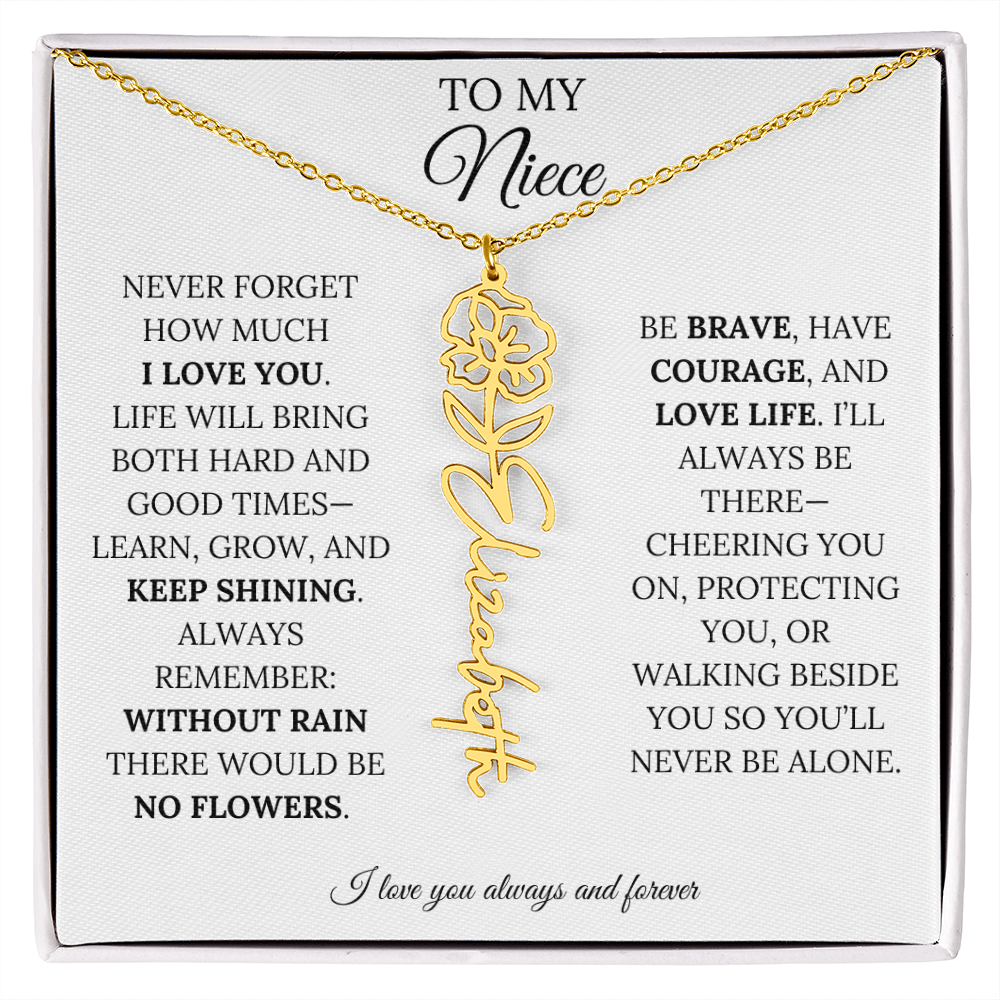 To My Niece | Keep Shining | Flower Name Necklace