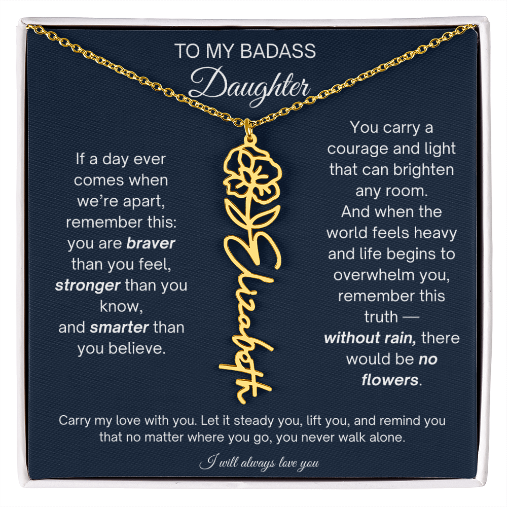 Daughter Encouragement Gift - Personalized Flower Name Necklace