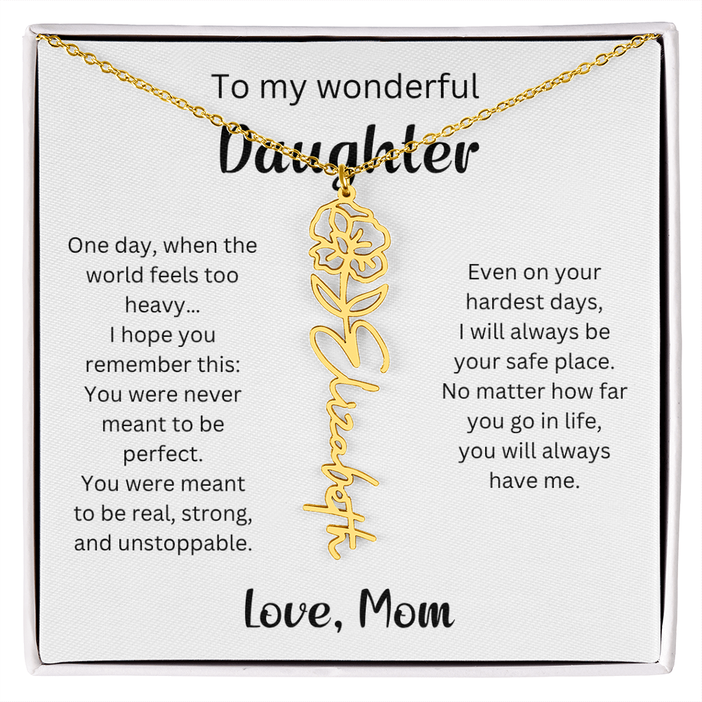 Emotional Gift for Daughter - Birth Flower Name Necklace