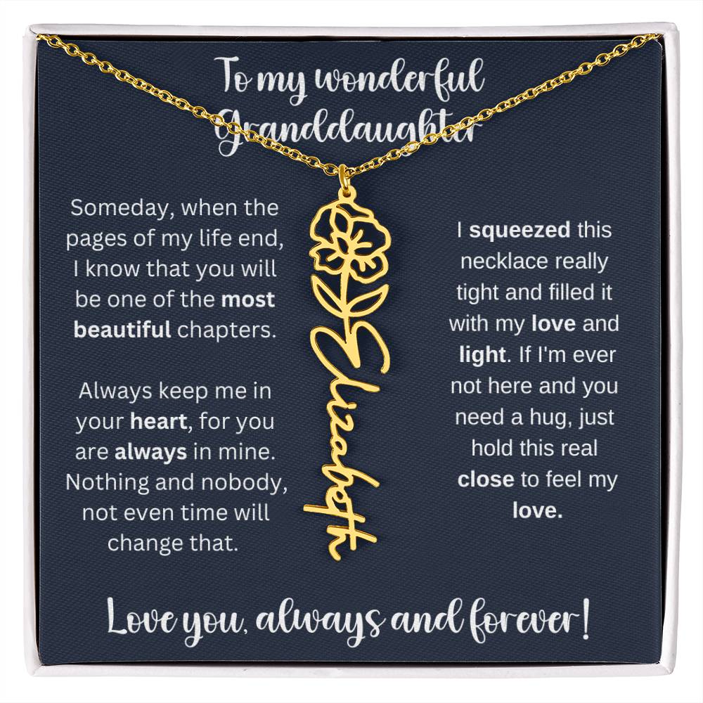 To My Wonderful Daughter Always Keep Me In Your Heart | Flower Name Necklace