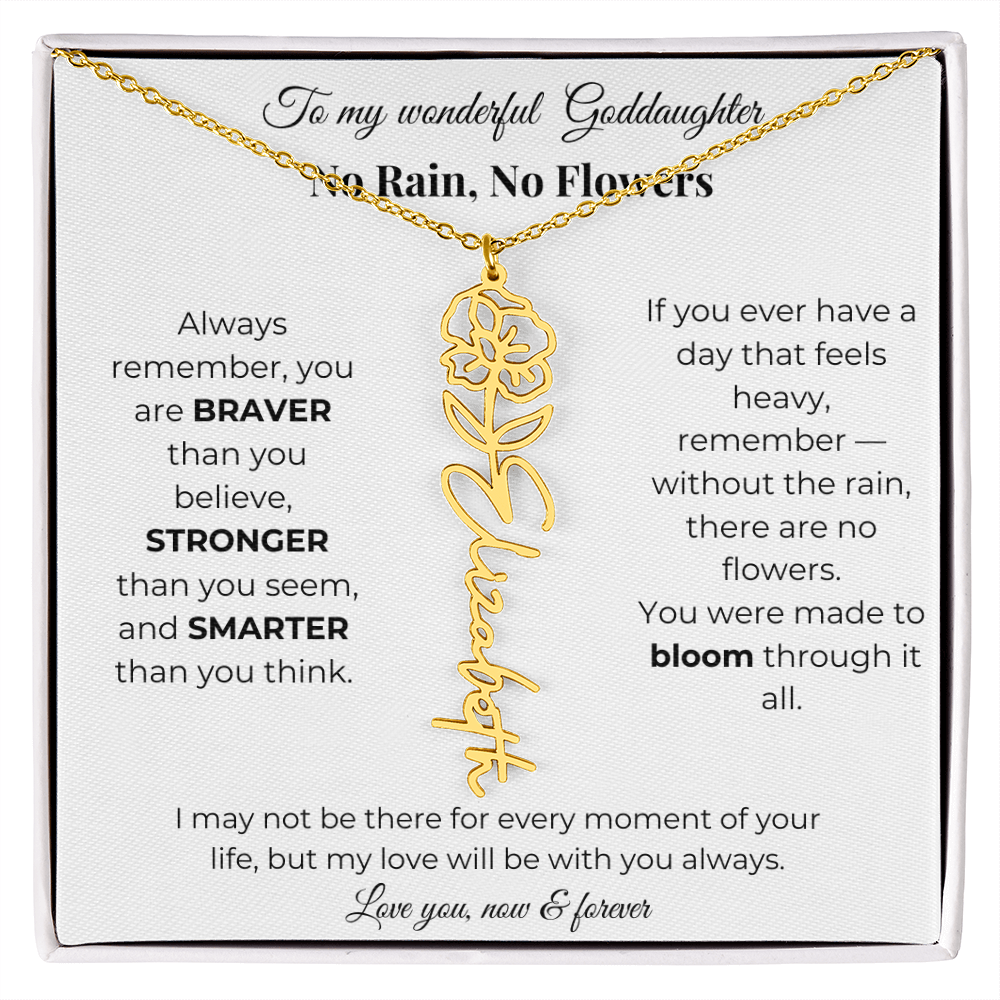 Birth Flower Necklace for Goddaughter with Message Card