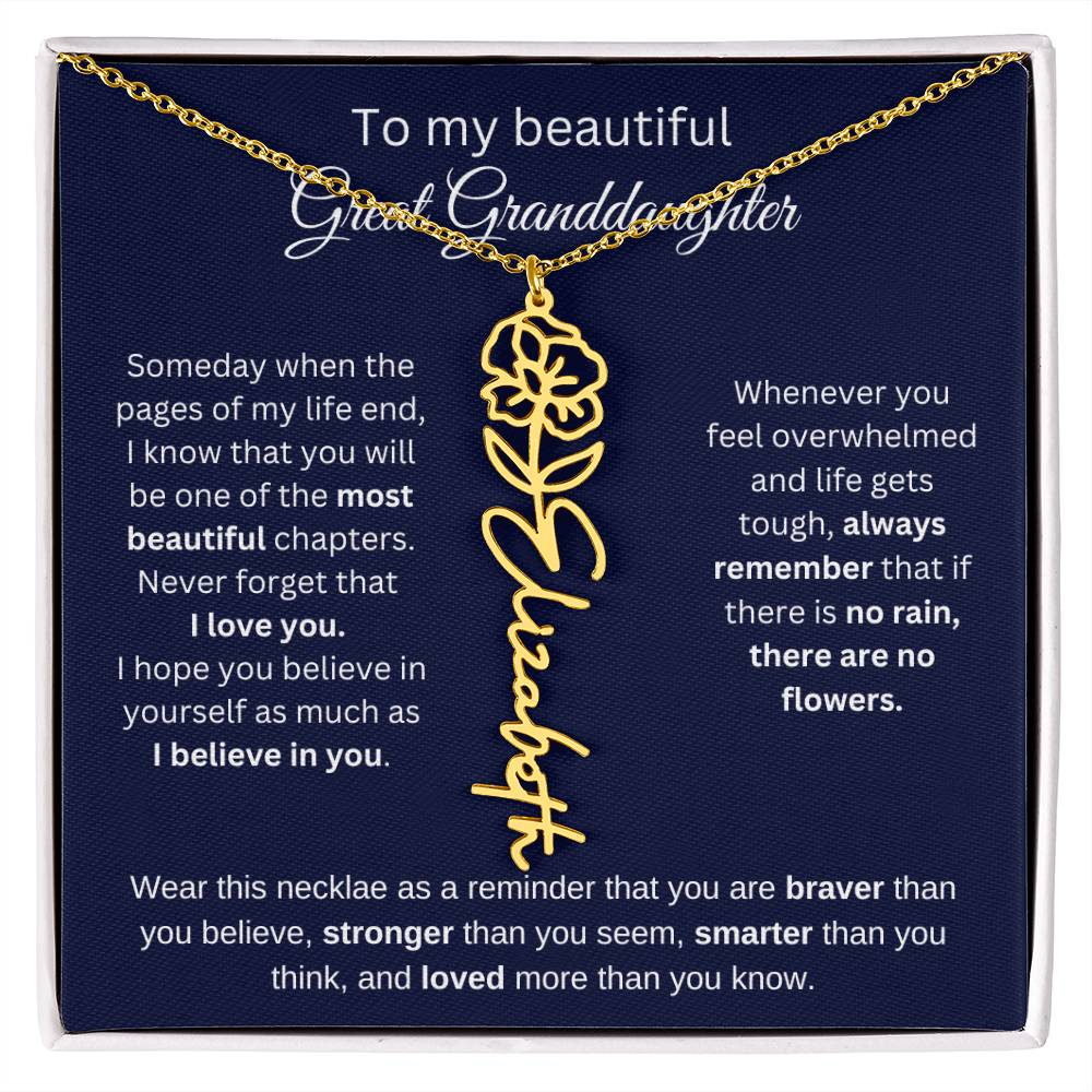To My Beautiful Great Goddaughter Flower Necklace 2